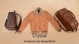  Presentation with leather bag - Beautiful theme featuring notebook 2 page - men's brown jacket and two backdrop and a coral colored foreground