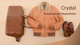  Presentation with leather bag - Beautiful theme featuring notebook 2 page - men's brown jacket and two backdrop and a lemonade colored foreground