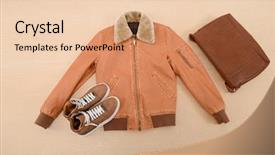  Presentation with brown leather - Audience pleasing PPT layouts consisting of notebook 2 page - men's brown jacket and two backdrop and a lemonade colored foreground