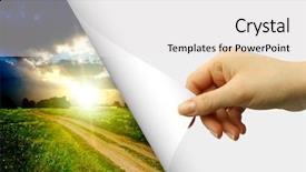  Presentation with business card - Beautiful presentation featuring hand on the white background backdrop and a white colored foreground