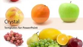  Presentation with page - Presentation having page of fruits isolated on the white background background and a yellow colored foreground