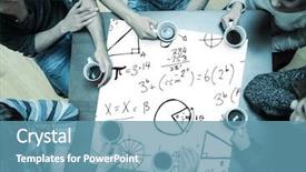  Presentation with math - Cool new presentation design with page showing math equations backdrop and a teal colored foreground