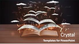  Presentation with letters - Cool new slide set with pages and glowing letters flying backdrop and a tawny brown colored foreground