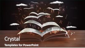  Presentation with letters - Cool new PPT theme with pages and glowing letters flying backdrop and a tawny brown colored foreground