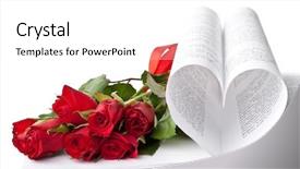  Presentation with heart book - PPT theme having heart shape and red rose background and a white colored foreground