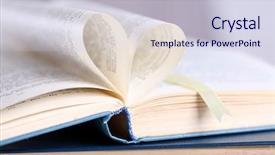  Presentation with book love heart - Cool new PPT theme with pages of book curved backdrop and a  colored foreground