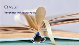  Presentation with heart book - Theme featuring pages of book curved into heart shape close up background and a sky blue colored foreground