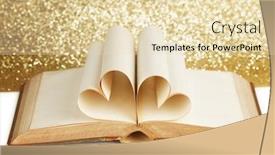  Presentation with heart book - Audience pleasing theme consisting of pages-of-open-book-rolled backdrop and a lemonade colored foreground