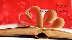  Presentation with book love heart - PPT theme consisting of pages-of-open-book-rolled background and a red colored foreground