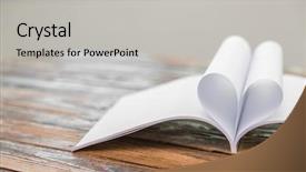  Presentation with heart book - Audience pleasing PPT theme consisting of book with opened pages backdrop and a light gray colored foreground