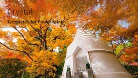  Presentation with fall - Presentation design featuring view zen garden - pagoda during the fall background and a gold colored foreground