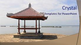  Presentation with bali - Slide deck enhanced with pagoda gazebo on sanur beach background and a sky blue colored foreground