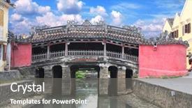  Presentation with vietnam culture pagoda - Audience pleasing PPT theme consisting of pagoda in hoi an vietnam backdrop and a gray colored foreground