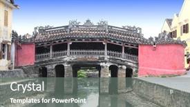  Presentation with history vietnam - PPT theme enhanced with pagoda in hoi an vietnam background and a gray colored foreground