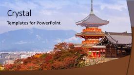  Presentation with kyoto - Amazing PPT theme having pagoda of the kiyomizu-dera backdrop and a light blue colored foreground