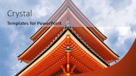  Presentation with roof - Presentation theme featuring pagoda-roof-kiyomizu-dera-temple background and a light blue colored foreground