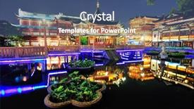  Presentation with historical building - Amazing slide deck having pagoda stile building in shanghai backdrop and a ocean colored foreground