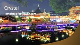  Presentation with historical building - Amazing presentation design having pagoda stile building in shanghai backdrop and a ocean colored foreground