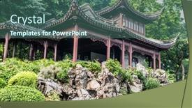  Presentation with hong kong - Slide deck consisting of pagoda-temple-kowloon-walled-city background and a ocean colored foreground