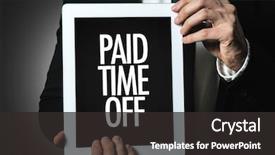  Presentation with time - PPT theme having paid time off background and a dark gray colored foreground