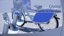  Presentation with parking lot - Presentation design featuring paid-white-and-blue-bike background and a light blue colored foreground