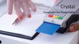  Presentation with pizza delivery - Beautiful PPT theme featuring paid with pos and credit backdrop and a light blue colored foreground