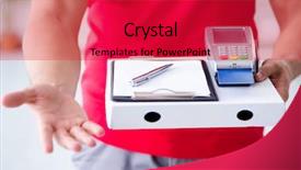  Presentation with pizza delivery - Slide set with paid with pos and credit background and a red colored foreground