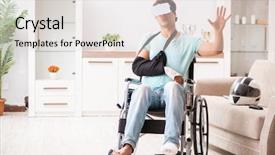  Presentation with rider - Colorful slide deck enhanced with pain 3d - injured motorbike rider recovering backdrop and a light gray colored foreground