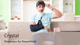  Presentation with man watching woman preparing vegetables - Theme enhanced with pain 3d - man with neck and arm background and a soft green colored foreground