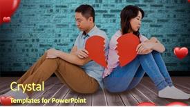  Presentation with broken heart - Cool new PPT theme with pain 3d - sad couple holding broken heart backdrop and a tawny brown colored foreground