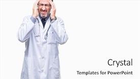  Presentation with medical hand - Presentation featuring pain in head because stress background and a  colored foreground