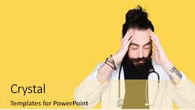  Presentation with medical hand - Amazing slide set having pain in head because stress backdrop and a  colored foreground