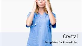  Presentation with medical hand - Colorful presentation enhanced with pain in head because stress backdrop and a  colored foreground