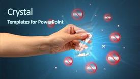  Presentation with anti drug - Slide set having pain killers - hand giving pills with anti-drug background and a ocean colored foreground