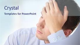  Presentation with postpartum depression - Slide deck consisting of head pain - businessman in depression with hand background and a sky blue colored foreground