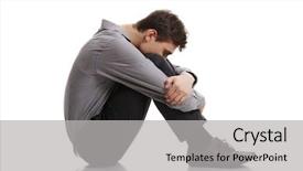  Presentation with depression - Slides having sad man - businessman in depression background and a light gray colored foreground