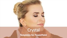  Presentation with pain - Amazing PPT theme having pain managmant - businesswoman having huge neck ache backdrop and a coral colored foreground