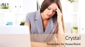  Presentation with woman business - Cool new PPT layouts with pain managmant - young business woman in office backdrop and a lemonade colored foreground