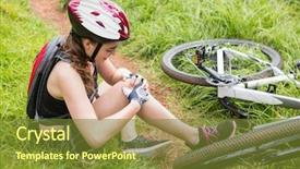  Presentation with leg pain - Presentation theme enhanced with pain pathway - woman hurting her leg background and a tawny brown colored foreground