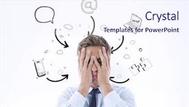  Presentation with pain points - Slide set with pain points - businessman with a headache background and a sky blue colored foreground