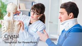  Presentation with pain points - Slide deck featuring pain points - doctor is explaining to patient background and a light blue colored foreground