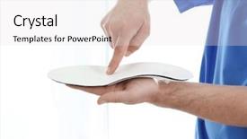  Presentation with pain points - Presentation design with pain points - male orthopedist with insole background and a white colored foreground
