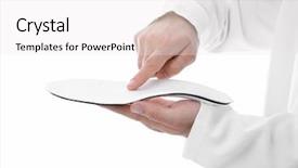 Presentation with pain points - Presentation design having pain points - male orthopedist with insole background and a white colored foreground
