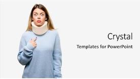  Presentation with wow - Slide deck having pain points - young injured woman wearing neck background and a white colored foreground