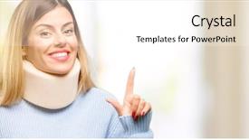  Presentation with neck bones - Cool new PPT layouts with pain points - young injured woman wearing neck backdrop and a white colored foreground