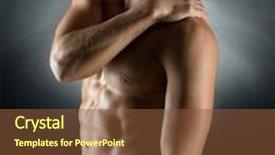  Presentation with pain relief - Amazing slide set having pain relief sport bodybuilding health and people concept - young man standing over black background backdrop and a tawny brown colored foreground