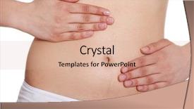  Presentation with waiter hand in white glove - Audience pleasing slides consisting of pain scale - hand on belly isolated backdrop and a  colored foreground