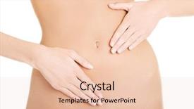  Presentation with waiter hand in white glove - Beautiful presentation design featuring pain scale - hand on belly isolated backdrop and a  colored foreground