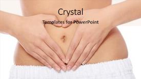  Presentation with waiter hand in white glove - Slide deck with pain scale - hand on belly isolated background and a coral colored foreground