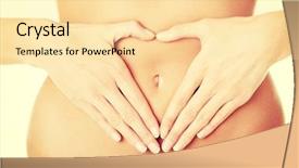  Presentation with hand saving someone - Colorful slide deck enhanced with pain scale - hand on belly backdrop and a blonde colored foreground